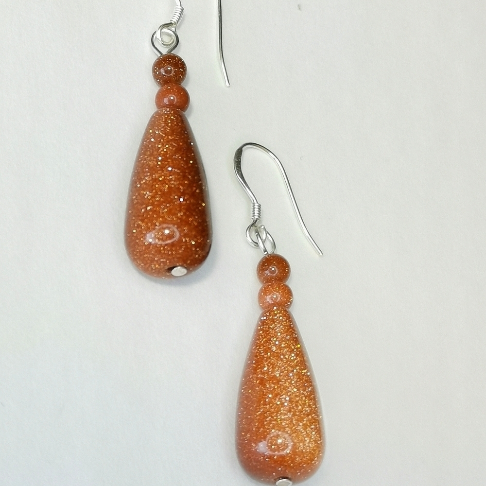 Goldstone dangle earrings in Sterling Silver 🆕